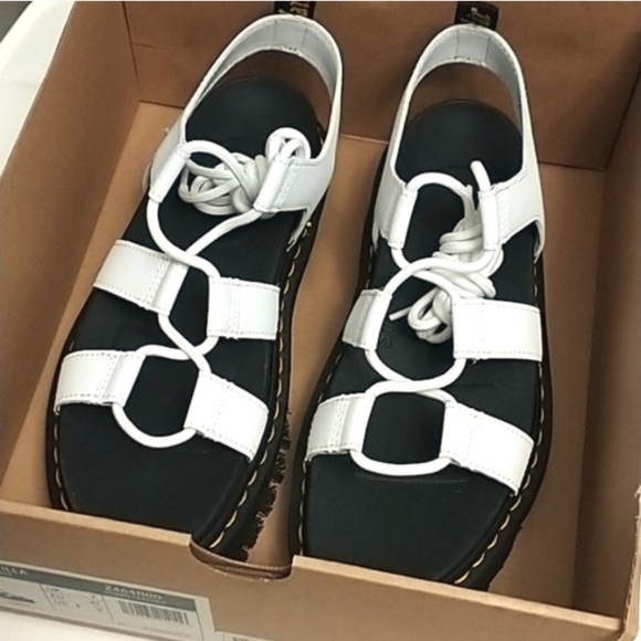 Dr Martens Nartilla White Lace Up Gladiator Platform Sandals - Picture 6 of 9